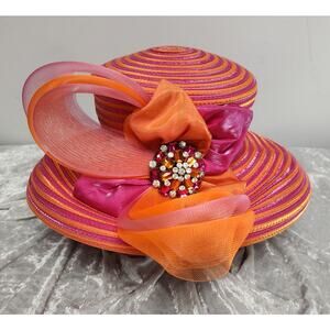 Whittall & Shon Pink & Orange Womens Couture Hat